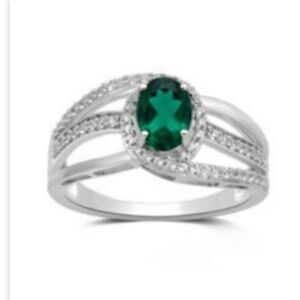 NWT Emerald with White Sapphire Sterling Silver Ring